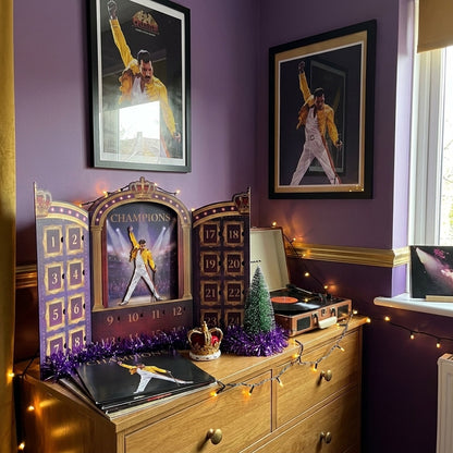 Champions Advent Calendar on a dresser in a music fan's room